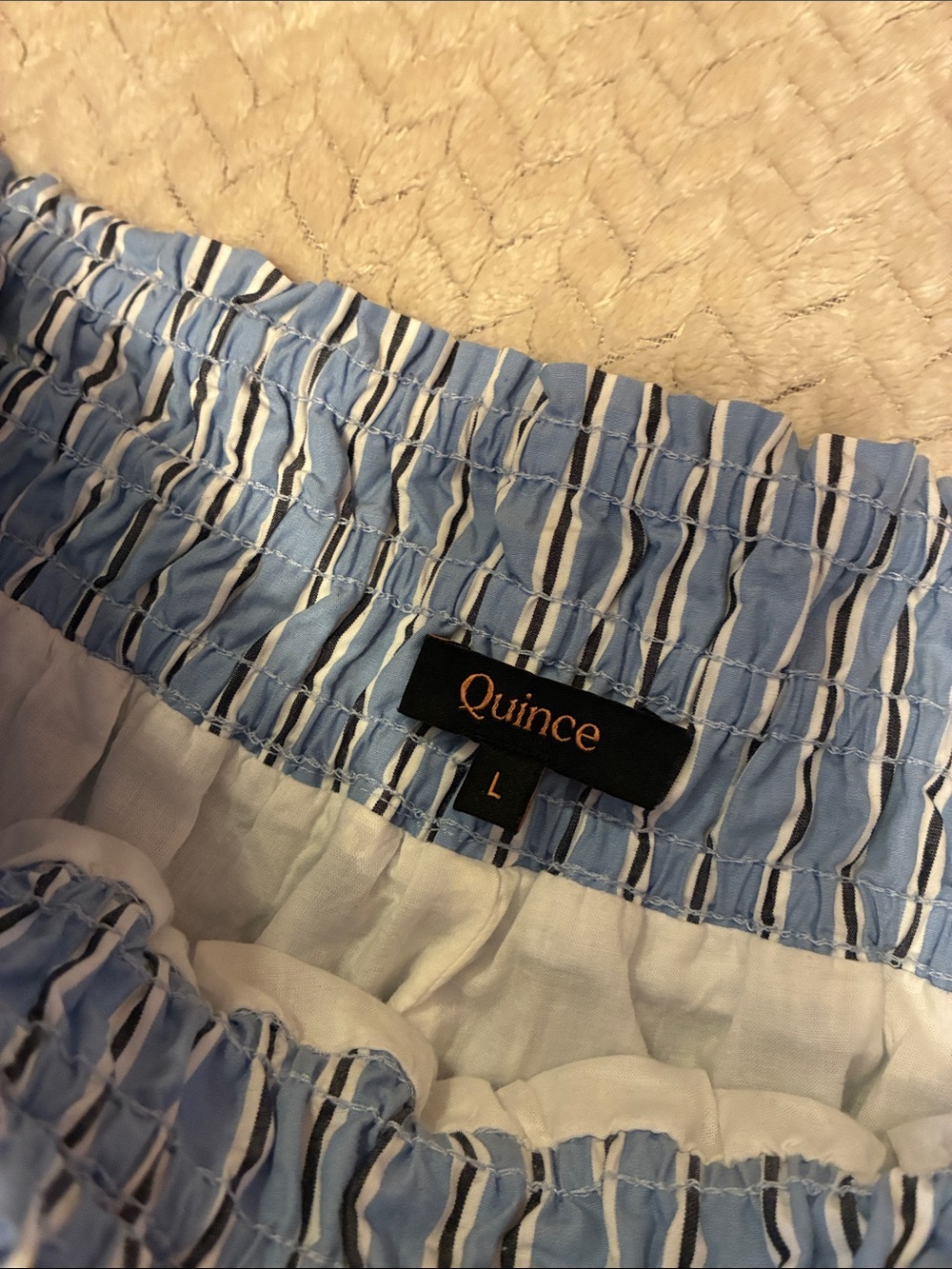 Quince Blue and White Striped Tiered Maxi Skirt - Picture 2 of 8